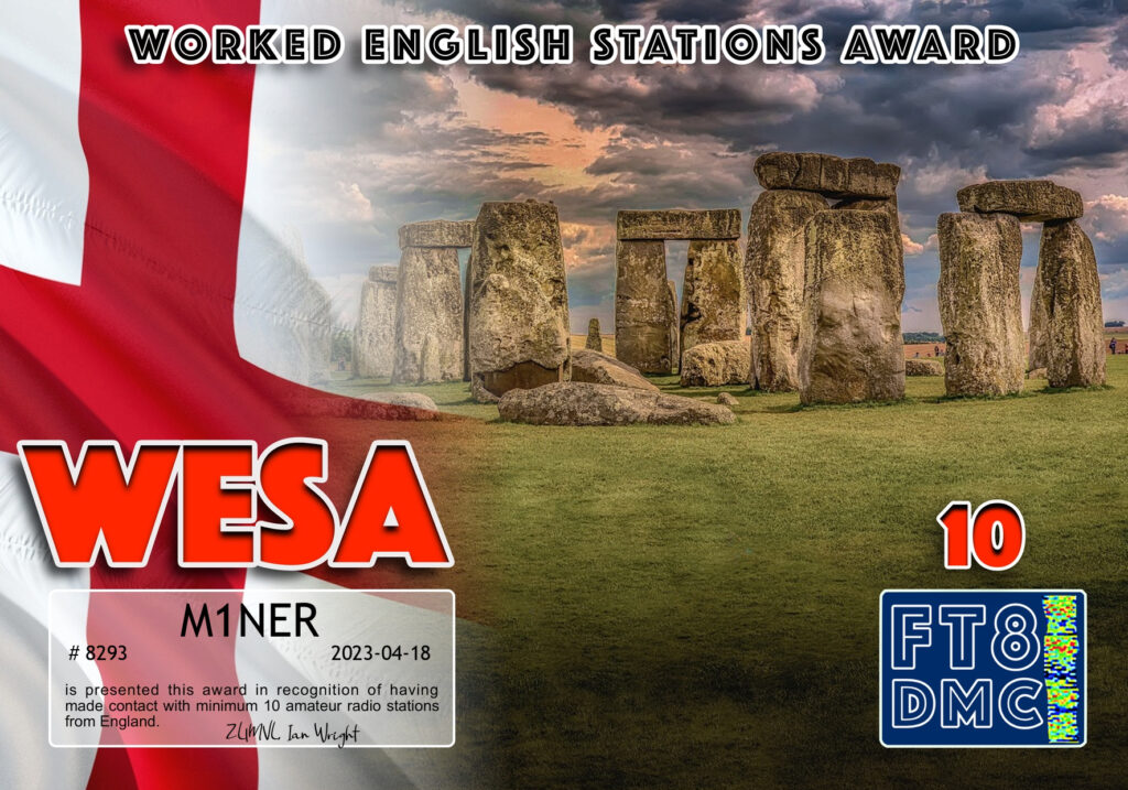 Worked English Stations Award